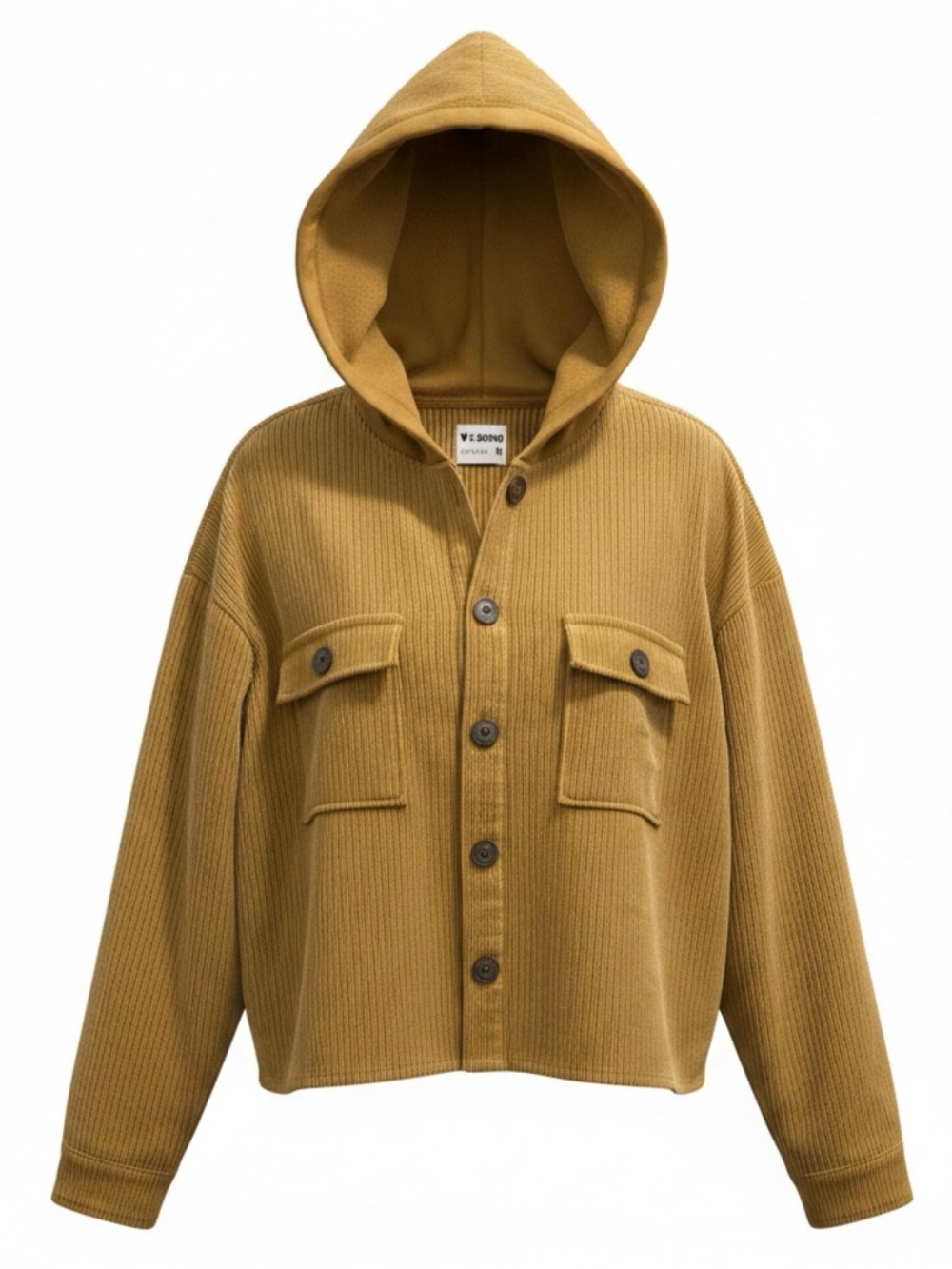 Ci Sono Kids Hooded Button-Front Jacket in Mustard